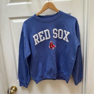 Blue Red Sox Sweatshirt crew cropped s small